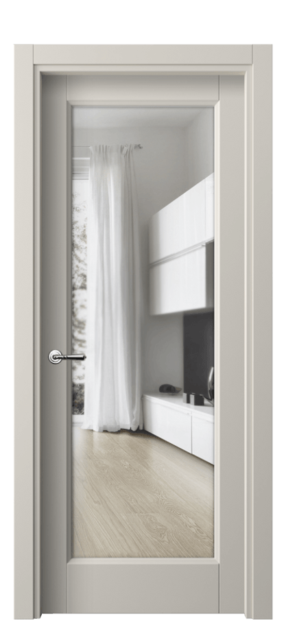 Межкомнатная дверь Галант 1402 ПЭТ светло-серый Прозрачное стекло Цена 29259 ₽ | Volhovec