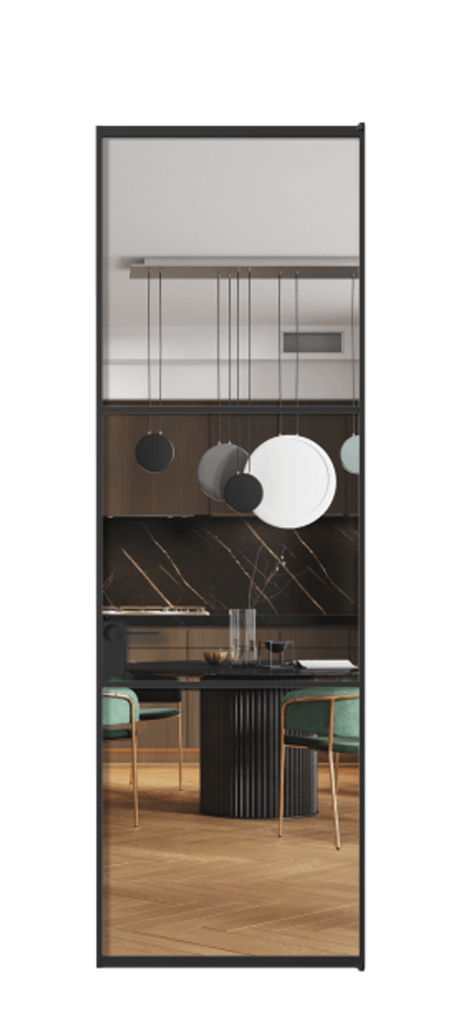 Алюминиевая дверь АЛПЛ040.03 Алюминий Черный Прозрачное стекло "Кристал Вижн", калёное Цена 126530  | Volhovec