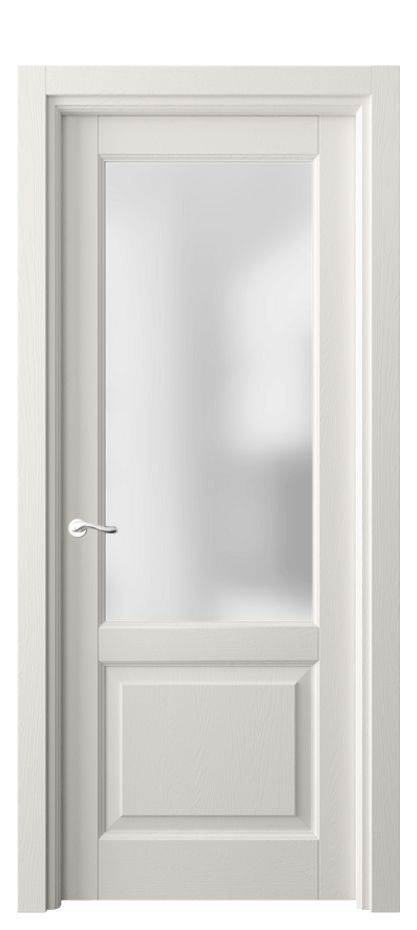 Межкомнатная дверь Лигнум 0740 Дуб пудровый белый Сатинированное стекло Цена 129399 ₽ | Volhovec