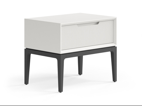 Мебель Тумба прикроватная Вельвет 1 ящик. Цвет Матовый тёплый серый. Материал Гладкая эмаль. Коллекция Тумба прикроватная Вельвет 1 ящик. Картинка.