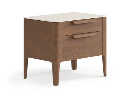 Мебель Тумба прикроватная Пьега 2 ящика. Цвет Дуб каштановый матовый. Материал Массив дуба матовый. Коллекция Тумба прикроватная Пьега 2 ящика. Картинка.