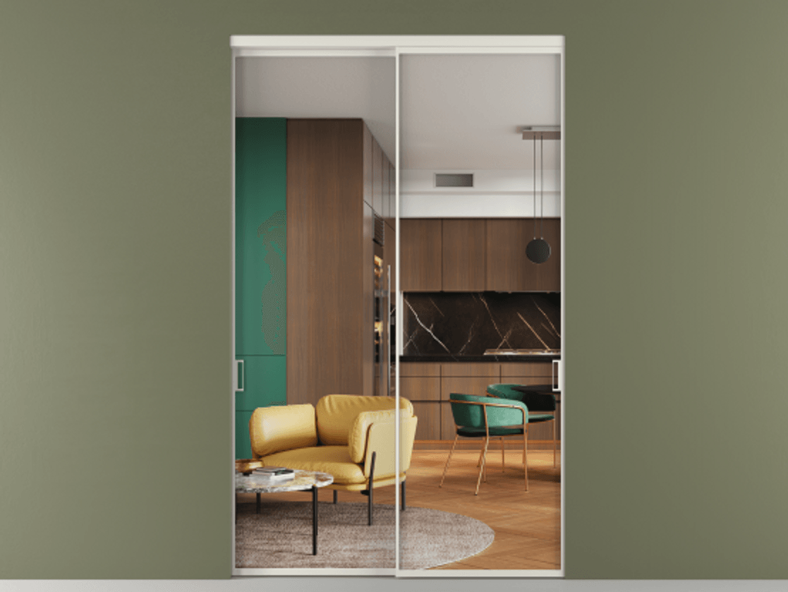 Перегородка Формато внутри проёма 2 створки АЛПР 040.01 Алюминий Белый Прозрачное стекло "Кристал Вижн", калёное Цена 416080 ₽  | Volhovec