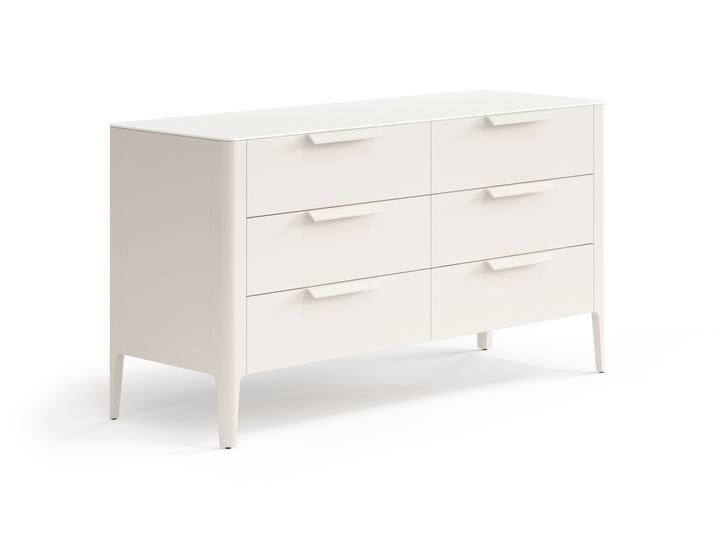 Мебель Комод Пьега 6 ящиков. Цвет Матовый бежево-серый. Материал Гладкая эмаль. Коллекция Комод Пьега 6 ящиков. Картинка.