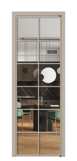 Дверь межкомнатная АЛПЛ040.05 Crystalvision АБСК. Цвет Алюминий бисквитный. Материал Алюминий в эмали. Коллекция Формато. Картинка.