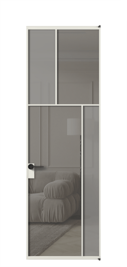 Дверь межкомнатная АЛПЛ041.23 АСР Серый сатин матовое + Серый прозрачное. Цвет Алюминий серый. Материал Алюминий в эмали. Коллекция Мозаик. Картинка.