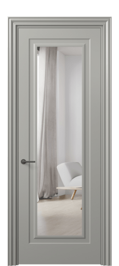 Межкомнатная дверь 8403 МНСР Зеркало с одной стороны. Цвет Матовый нейтральный серый. Материал Гладкая эмаль. Коллекция Маскот. Фото. Дверь межкомнатная 8403 МНСР Зеркало с одной стороны. Цвет Матовый нейтральный серый. Материал Гладкая эмаль. Коллекция Маскот. Картинка.