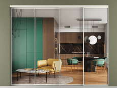 Перегородка Формато внутри проёма 4 створки с синхронным механизмом