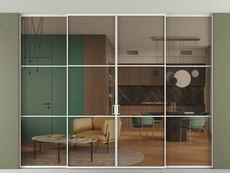 Перегородка Формато внутри проёма скрытое крепление в потолок 4 створки