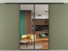 Перегородка Формато вдоль стены на потолок 2 створки