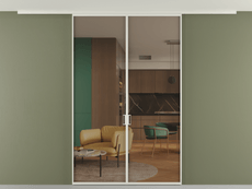 Перегородка Формато вдоль стены на потолок 2 створки